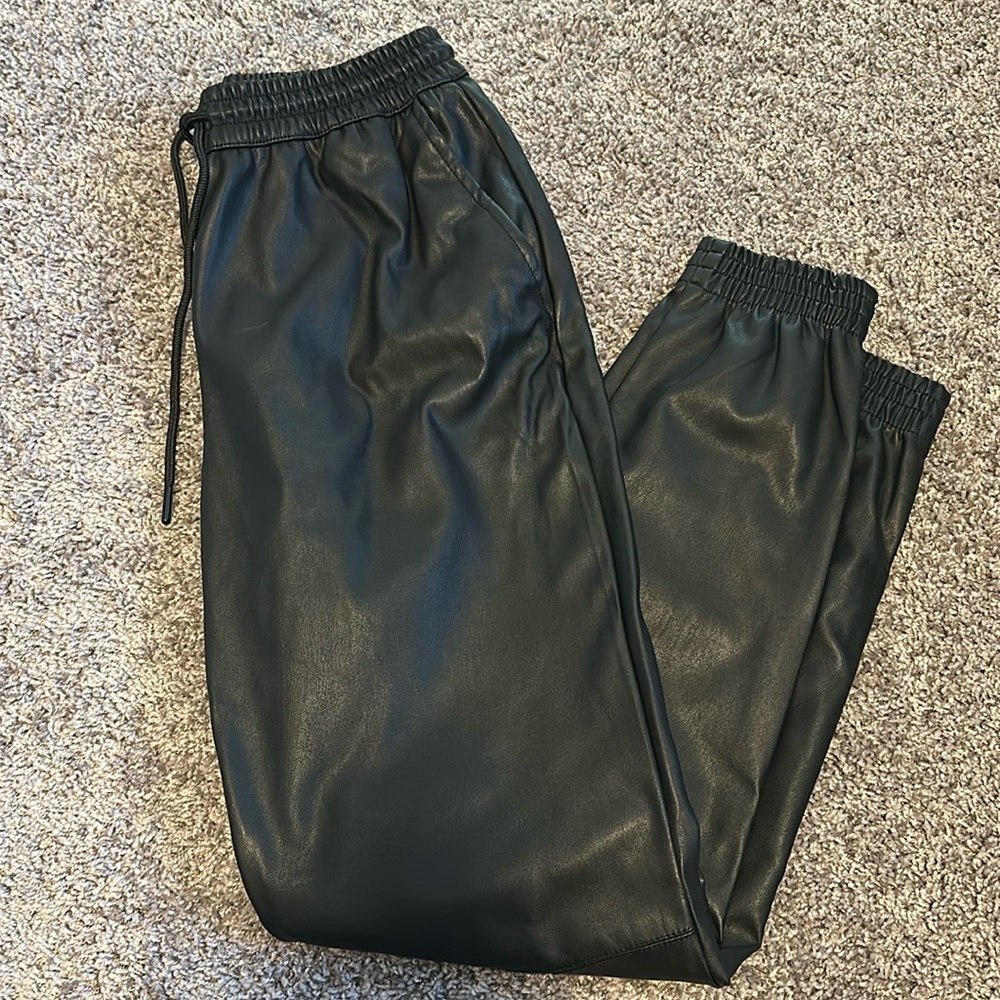 Faux Leather Joggers